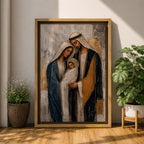 Celebrate faith and family with this Holy Family Wall Art, featuring Mary, Joseph, and the infant Jesus in a beautifully textured painterly style with elegant gold leaf-inspired accents. This timeless Catholic canvas print brings warmth, peace, and devotion to prayer rooms, home altars, churches, or living spaces.