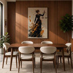 Add sophistication to your legal space with this Lady Justice Wall Art, featuring a striking abstract depiction of the blindfolded goddess holding the scales of justice. Bold gold splashes and expressive brushstrokes create a powerful canvas print for lawyer offices, law firms, and courtrooms.