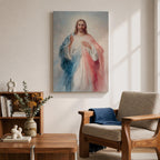 Inspire faith and hope with this Divine Mercy Jesus Wall Art, featuring radiant rays of mercy flowing from Christ in a soft painterly style. This beautiful Christian canvas print brings peace and devotion to prayer rooms, churches, and faith-filled homes.