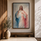 Inspire faith and hope with this Divine Mercy Jesus Wall Art, featuring radiant rays of mercy flowing from Christ in a soft painterly style. This beautiful Christian canvas print brings peace and devotion to prayer rooms, churches, and faith-filled homes.