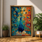 Bring bold color into your home with this Peacock Wall Art, featuring a vibrant expressionist canvas print with richly textured brushstrokes and radiant jewel tones. The dramatic fan of peacock feathers creates a striking focal point, making it perfect for modern living room, bedroom, or office decor.