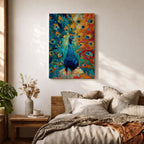 Bring bold color into your home with this Peacock Wall Art, featuring a vibrant expressionist canvas print with richly textured brushstrokes and radiant jewel tones. The dramatic fan of peacock feathers creates a striking focal point, making it perfect for modern living room, bedroom, or office decor.