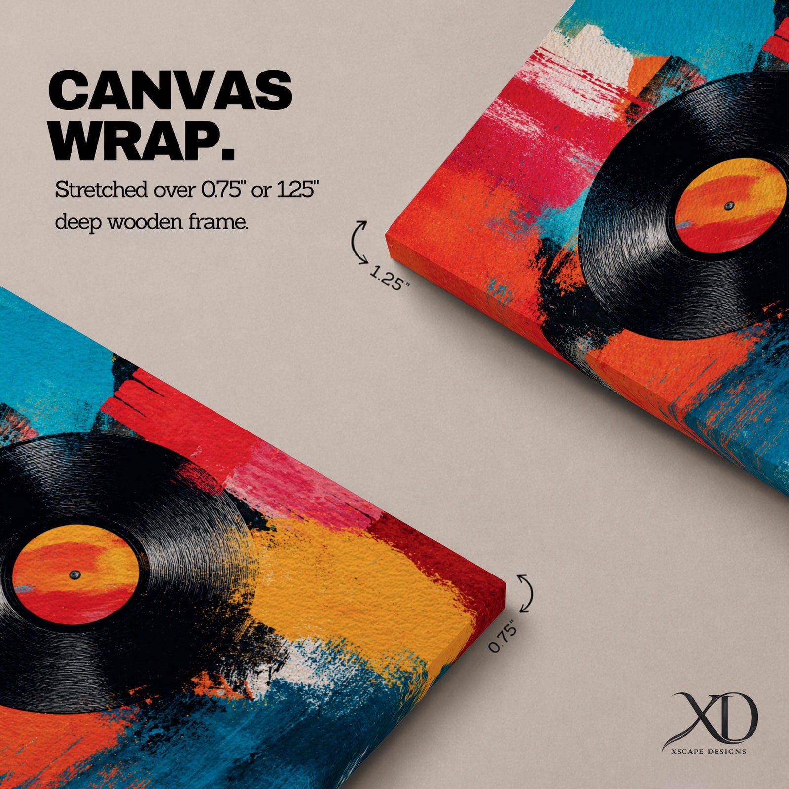 Add bold personality to your space with this Vinyl Record Wall Art, featuring a colorful abstract background with a striking black LP centerpiece. This modern music-inspired canvas print blends vibrant brushstrokes and retro style, making it perfect for music rooms, studios, living rooms, or entertainment spaces.