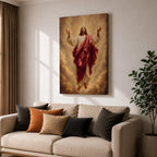 Jesus Christ wall art depicting the risen Savior ascending amid radiant heavenly light and clouds. With arms outstretched and surrounded by golden rays, this inspiring Christian artwork symbolizes resurrection, redemption, faith, hope, and divine glory.