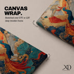 Phoenix wall art featuring a majestic mythical bird soaring through swirling clouds with expansive wings and flowing tail feathers. Rich ornamental details, vibrant colors, and fantasy-inspired design create a dramatic symbol of rebirth, transformation, and immortality.