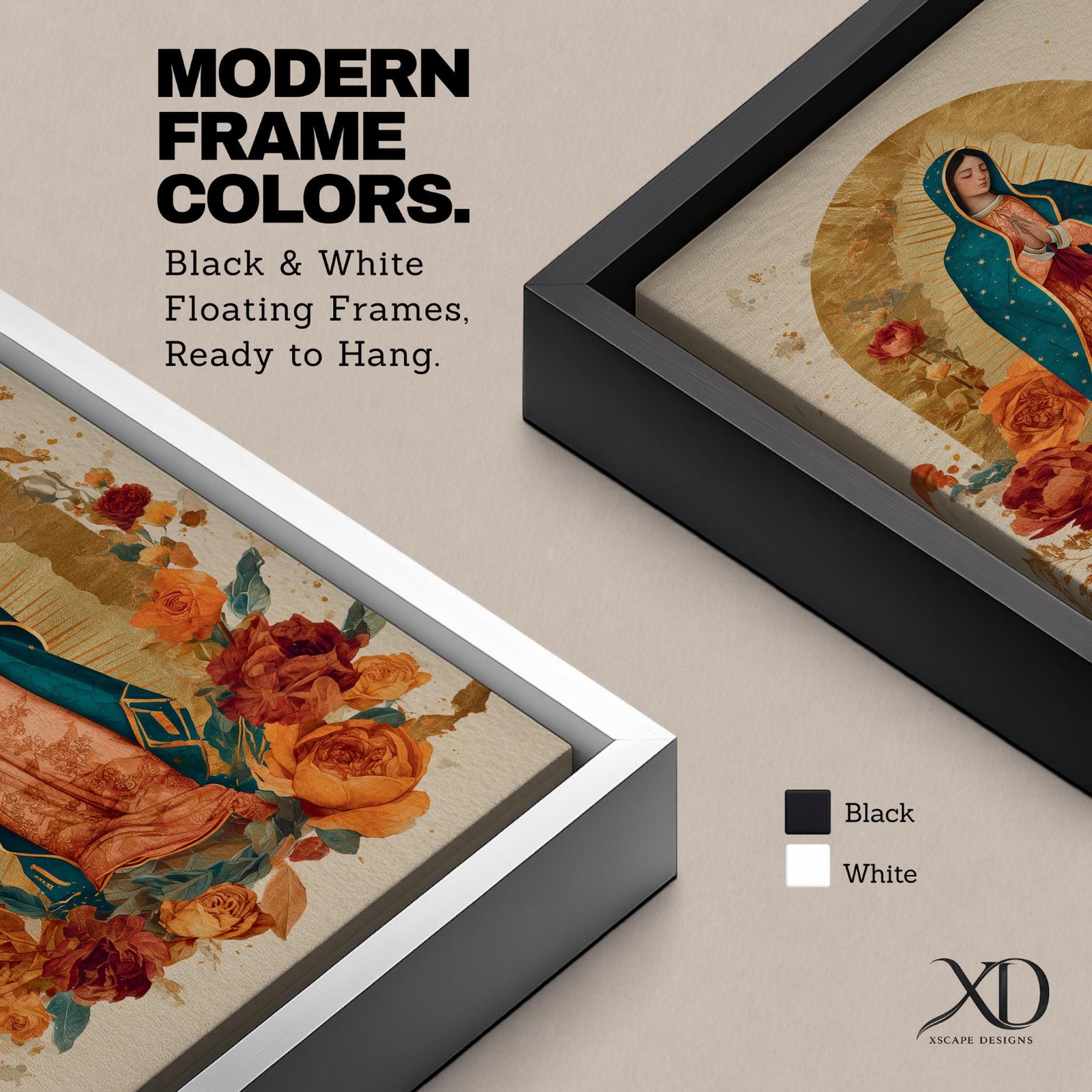 Honor your faith with this Our Lady of Guadalupe Wall Art, featuring a radiant gold halo, elegant floral accents, and warm, timeless colors. This beautiful Catholic canvas print creates a peaceful focal point for prayer rooms, living spaces, churches, or as a meaningful religious gift.